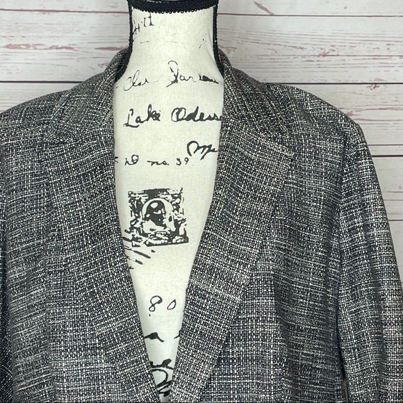 Women's Lane Bryant Black White Tweed Career Blazer Jacket Size 22 One button - Picture 6 of 11